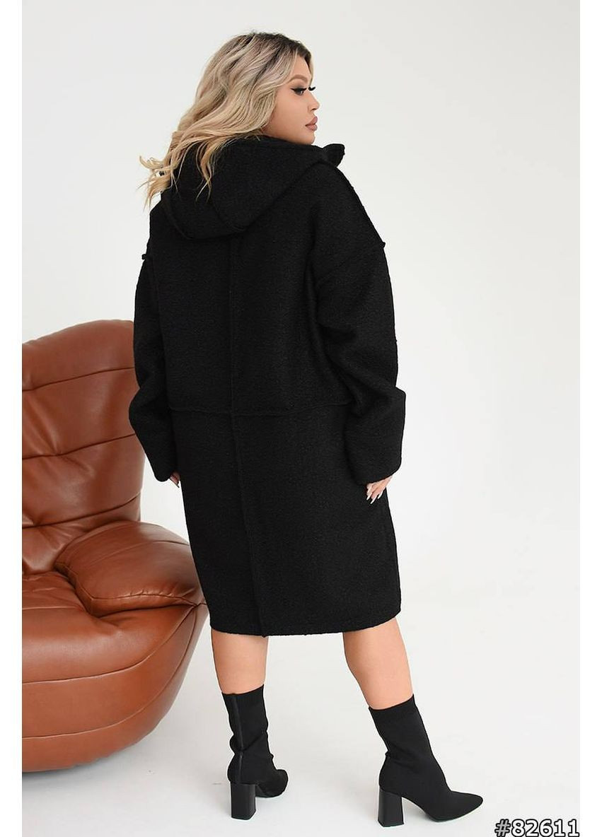 Чорна демісезонна куртка барашек без підкладки з капюшоном та кишенями Україна