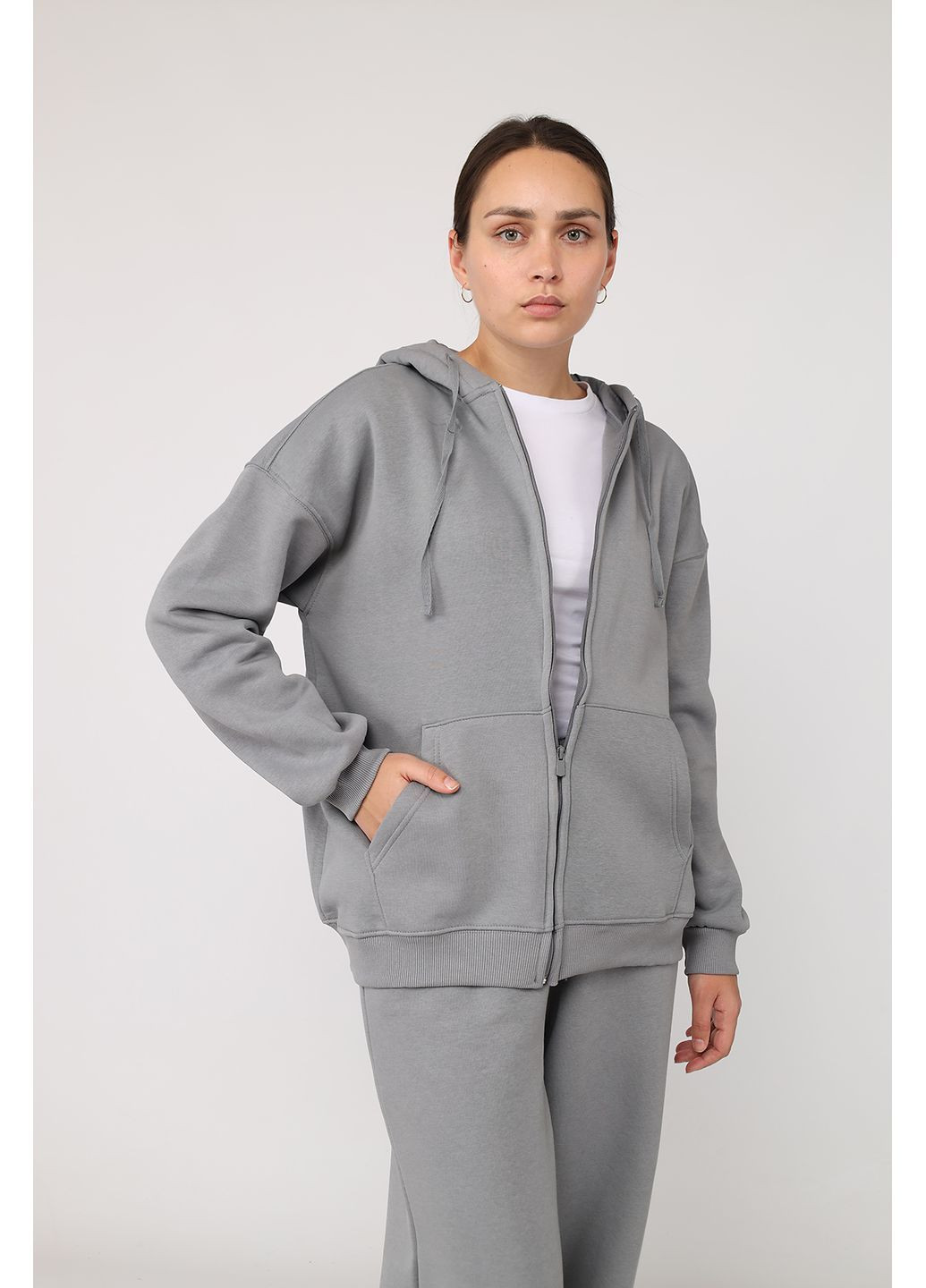 Толстовка на блискавці жіноча колір сірий ЦБ-00283115 Yuki (366421768)