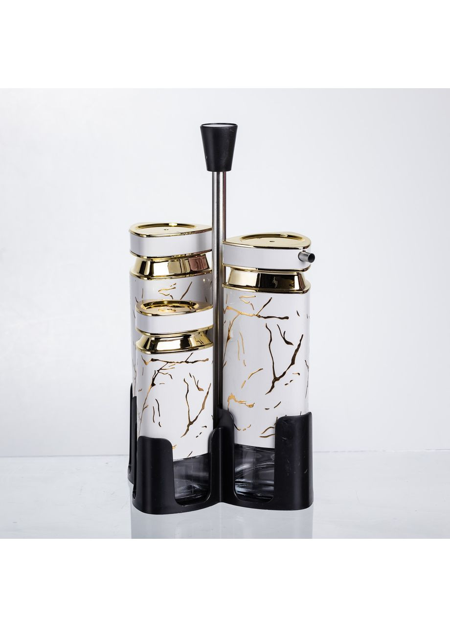 Набор баночек для специй из стекла 4 шт мрамор для хранения приправ и соусов контейнеры для кухни Yiwu (370432419)