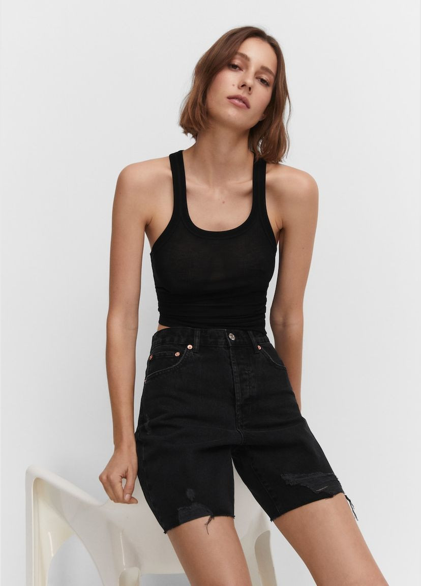 Декоративные рваные джинсовые шорты Mango (304866865)