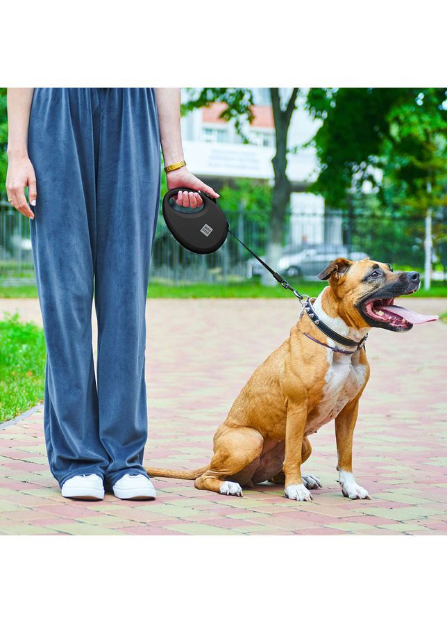 Повідець-рулетка для собак WAUDOG R-leash з контейнером для пакетів, світловідбивна стрічка,, до 40 кг, 5 м, чорний No Brand (363198365)