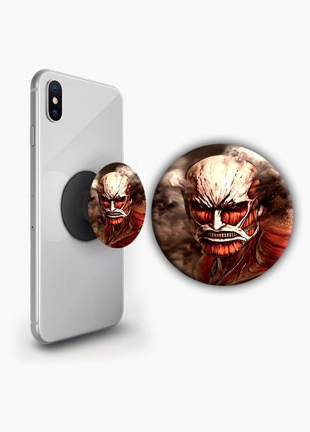 Тримач для телефону PopSockets Аніме Атака Титанів #09 Чорний No Brand (304503204)