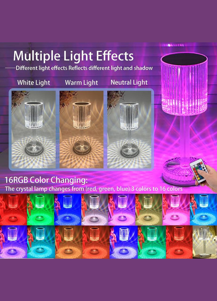 Настільна лампа-нічник K4 з пультом RGB Нічник Rose Diamond Table Lamp VHG (338221057)