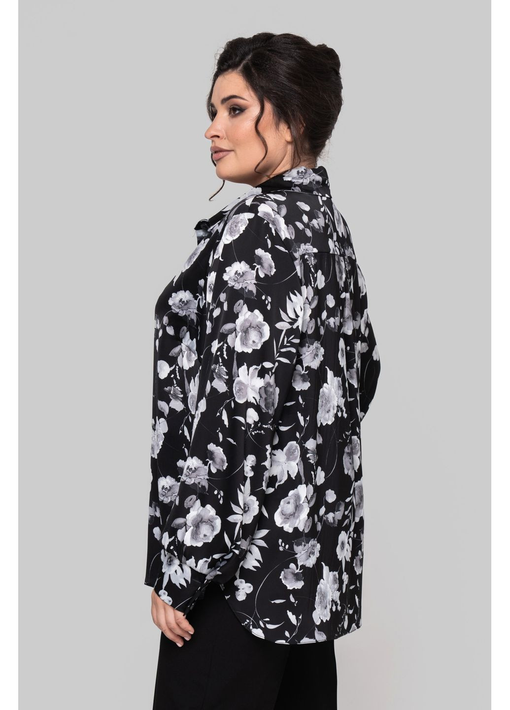 Чорна сорочка прямого силуету з сатину all posa (ap102259p) A'll Posa