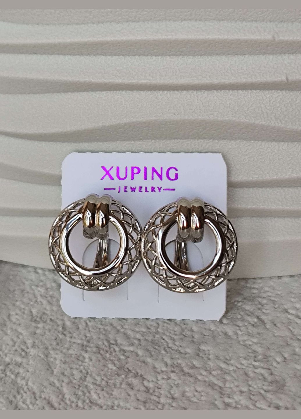 Сріблясті сережки коло ксюпінг xuping родій медична сталь Xuping Jewelry (337503319)