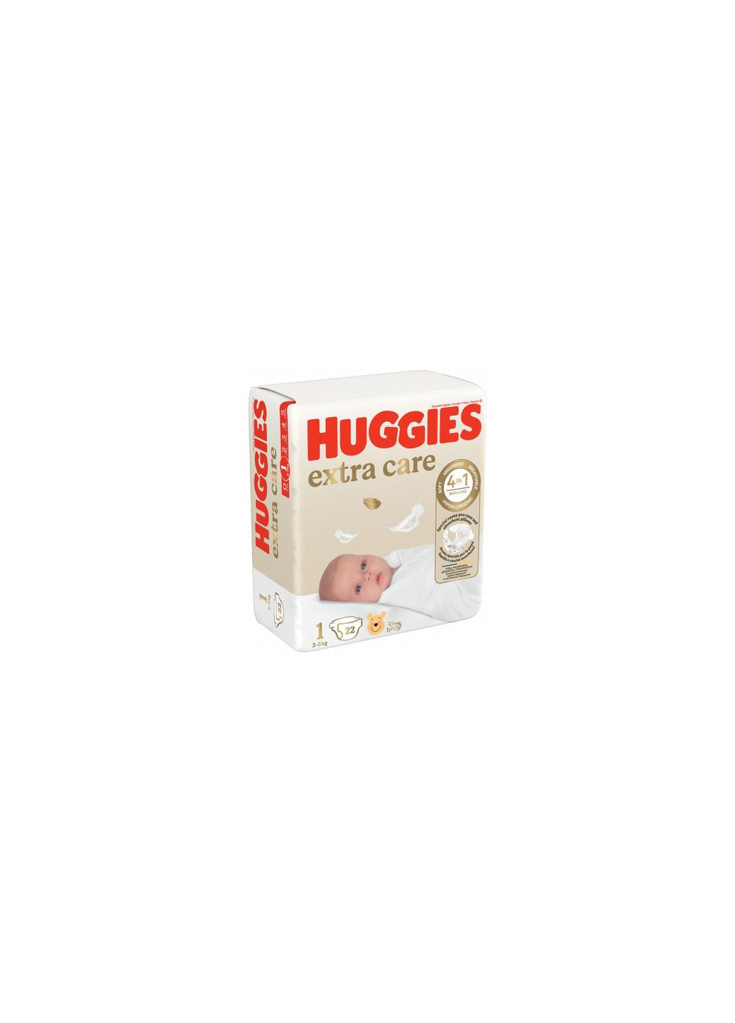 Підгузки Extra Care Розмір 1 (25 кг) 22 шт (5029053583235) Huggies extra care розмір 1 (2-5 кг) 22 шт (268145266)