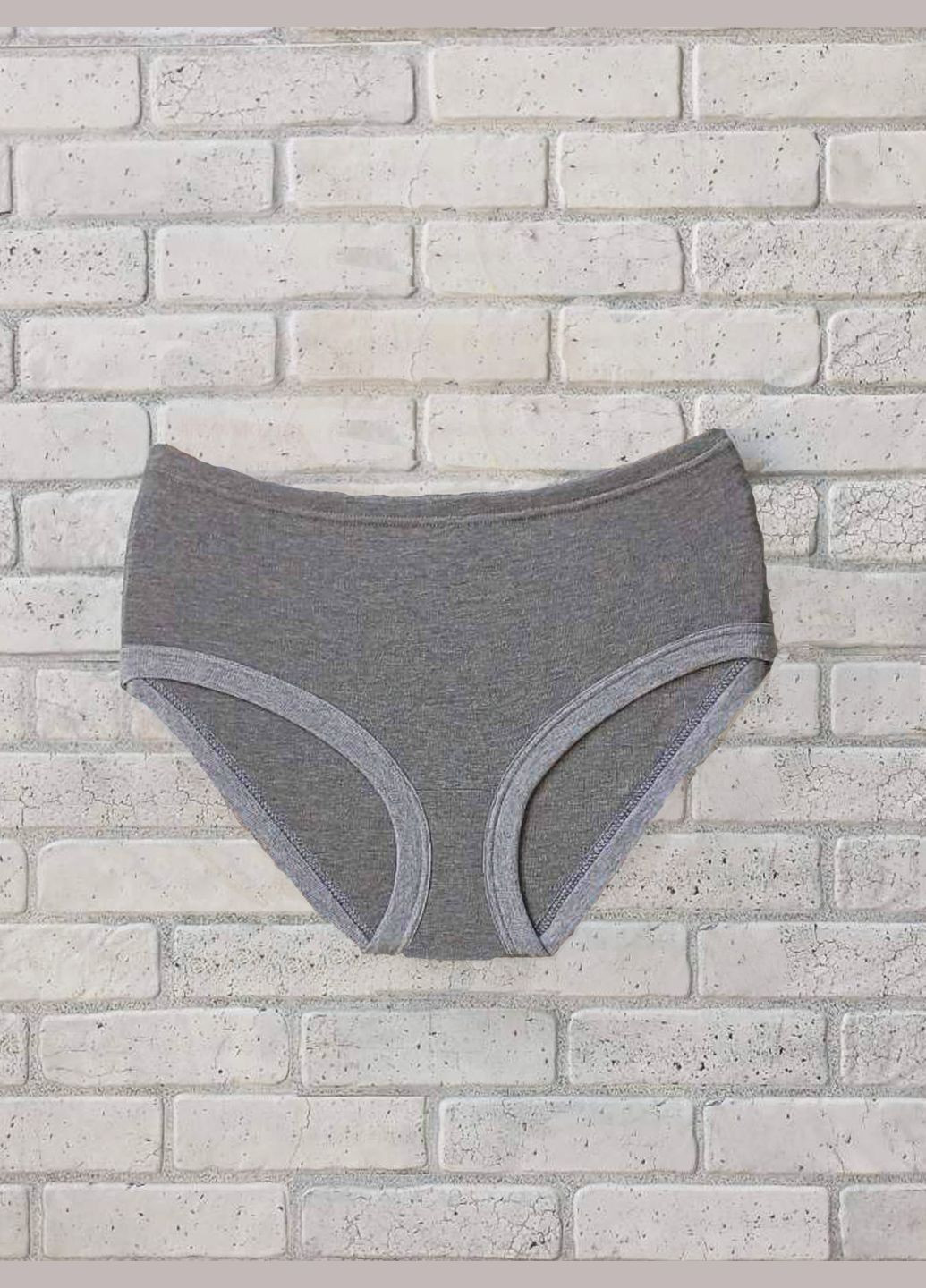 Жіночі теплі трикотажні труси великого розміру батал, зимові з високою посадкою, сірі з широкою бейкою, в'язка вовна No Brand (323168568)