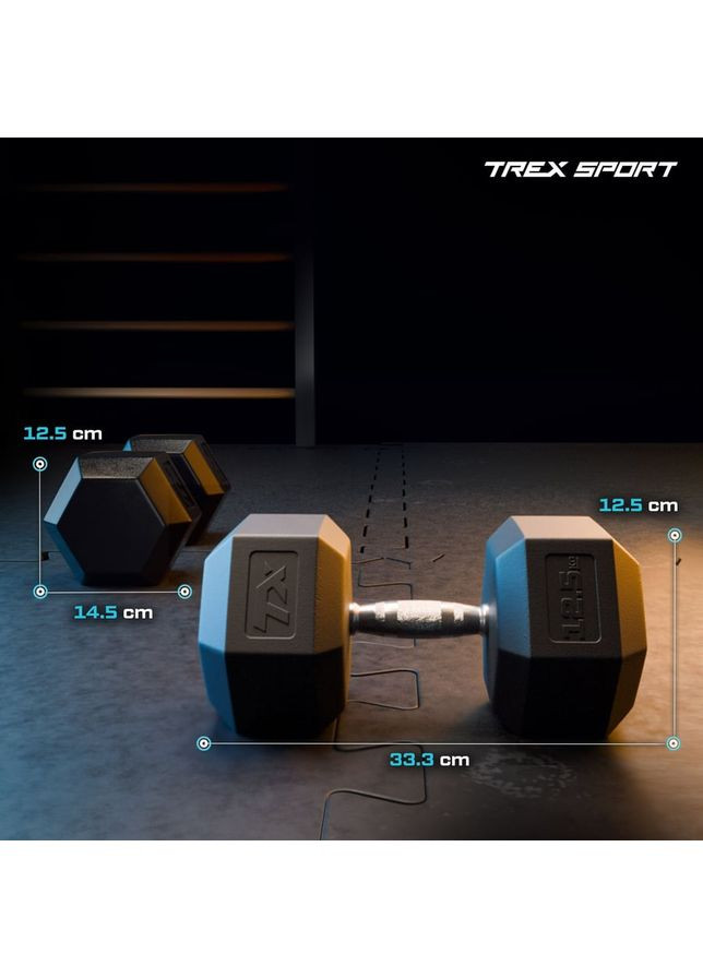 Гантеля шестигранная прорезиненная TX-125RD 12,5кг TREX Sport (365437348)