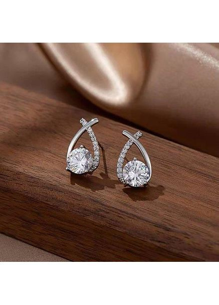 Жіночі сережки гвоздики з імітацією циркону, колір срібло No Brand (355801818)