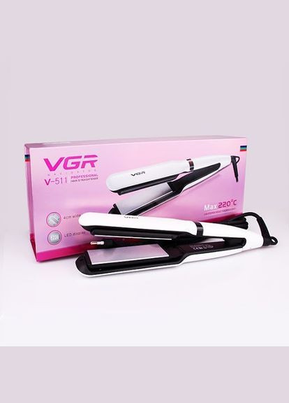 Професійна праска шипці випрямляч для волосся з керамічним покриттям і регулятором температури V-511 Pro Білий VGR (306716785)