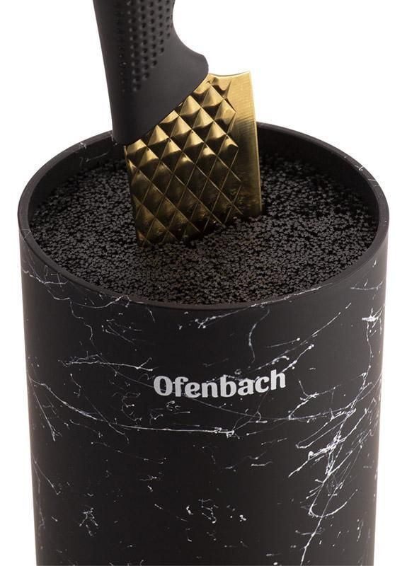Подставка-бревно Black Marble для кухонных ножей и ножниц 11х11х22см, круглая Ofenbach (330020276)