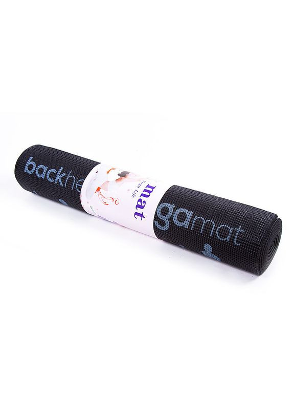 Йогамат килимок для фітнесу з малюнком 61*173*0,6 см чорний Green Camp (312486421)