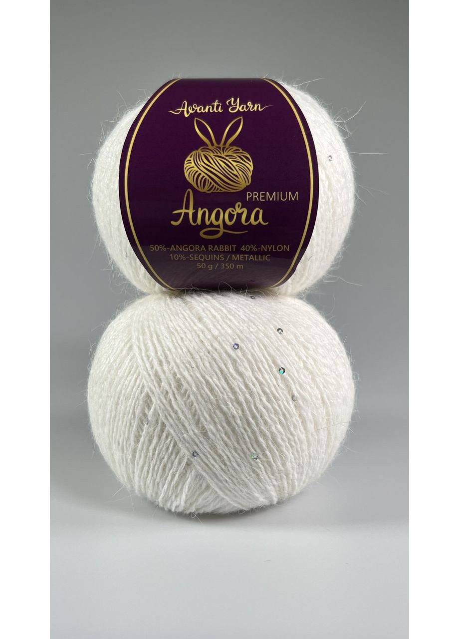 Пряжа Angora Premium EF - 10/101 белый с серебристой пайеткой Avanti (361878769)