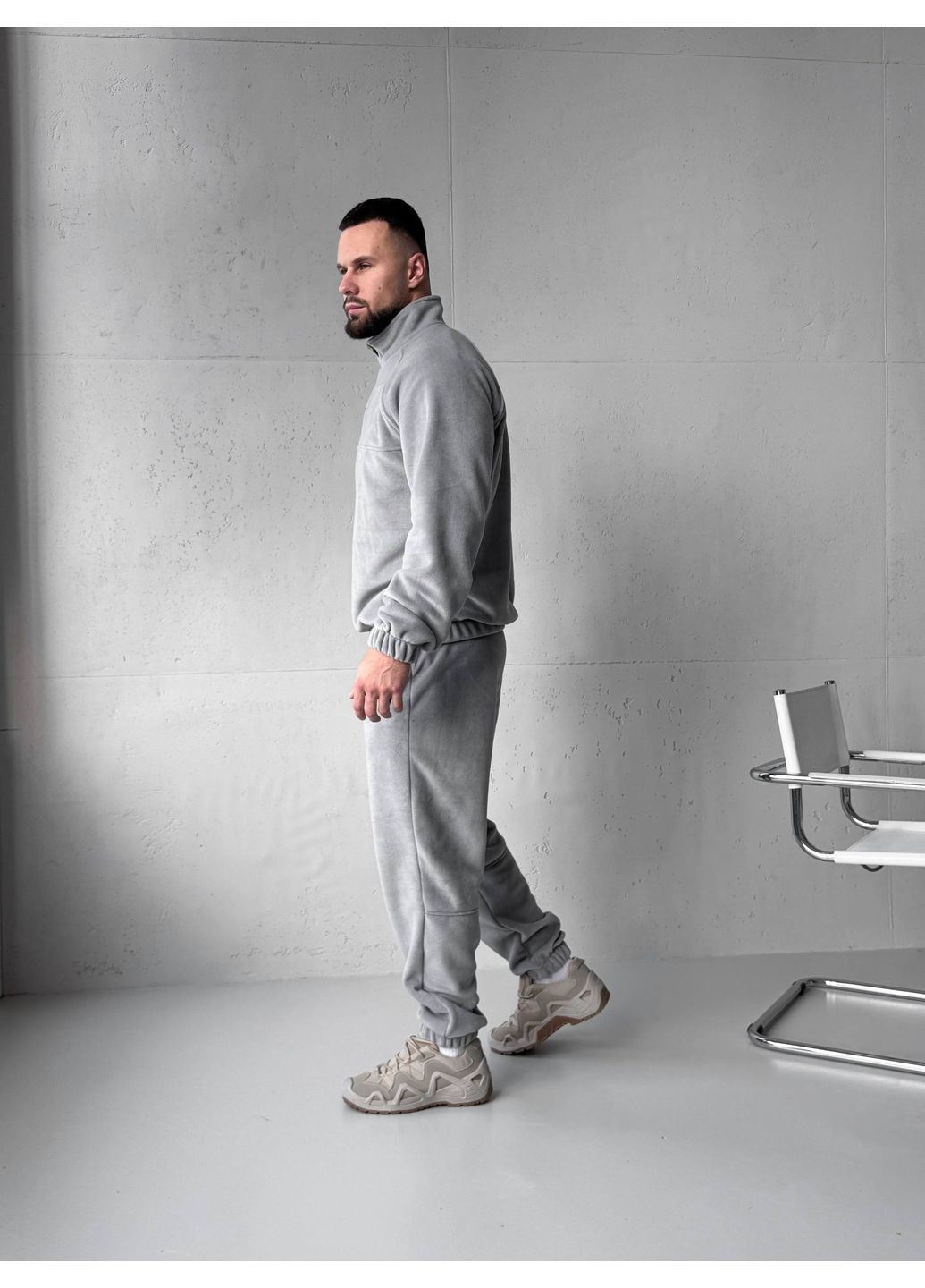 Зимовий чоловічий костюм Ran фліс полар світло-сірий No Brand (365686030)