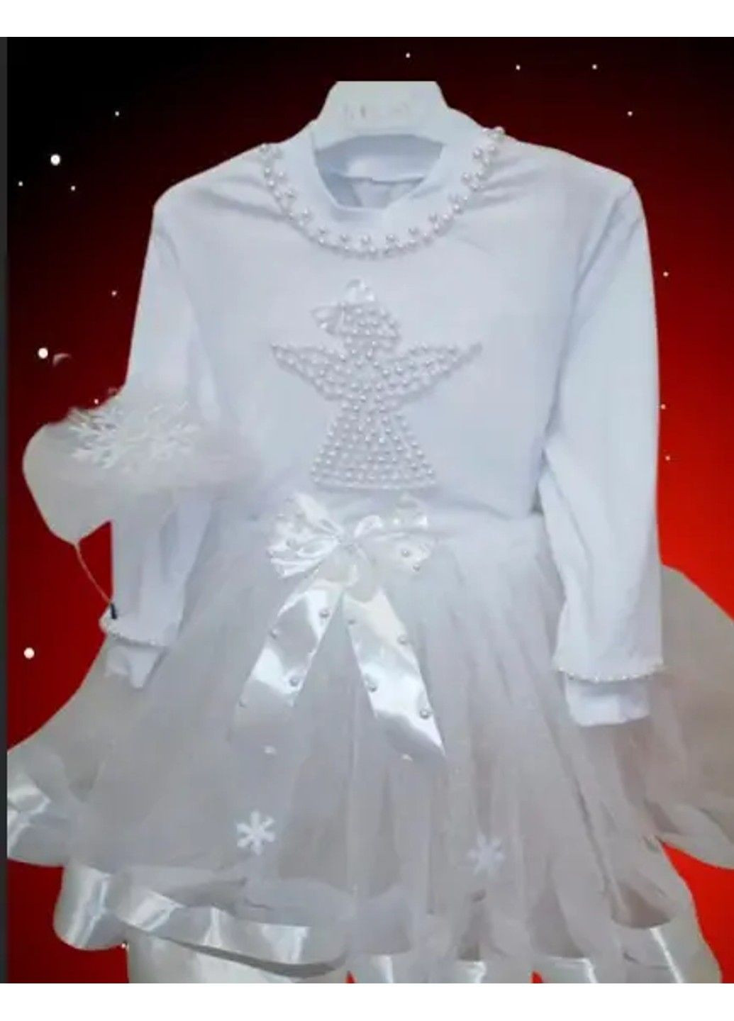 Білий святковий костюм для дівчинки "ангел" - реглан, спідниця, обруч спідничний No Brand