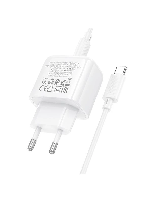 Сетевое зарядное устройство с кабелем CS53A Surplus single port PD25W charger set(C to C) Hoco (400045406)