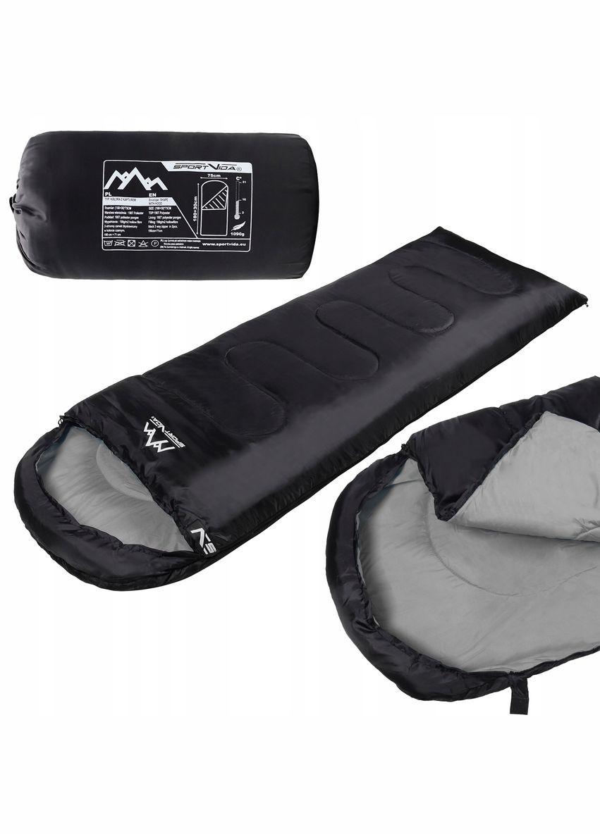 Спальный мешок (спальник) одеяло +2...+21°C R Black/Grey SportVida SV-CC0062 (297082689)