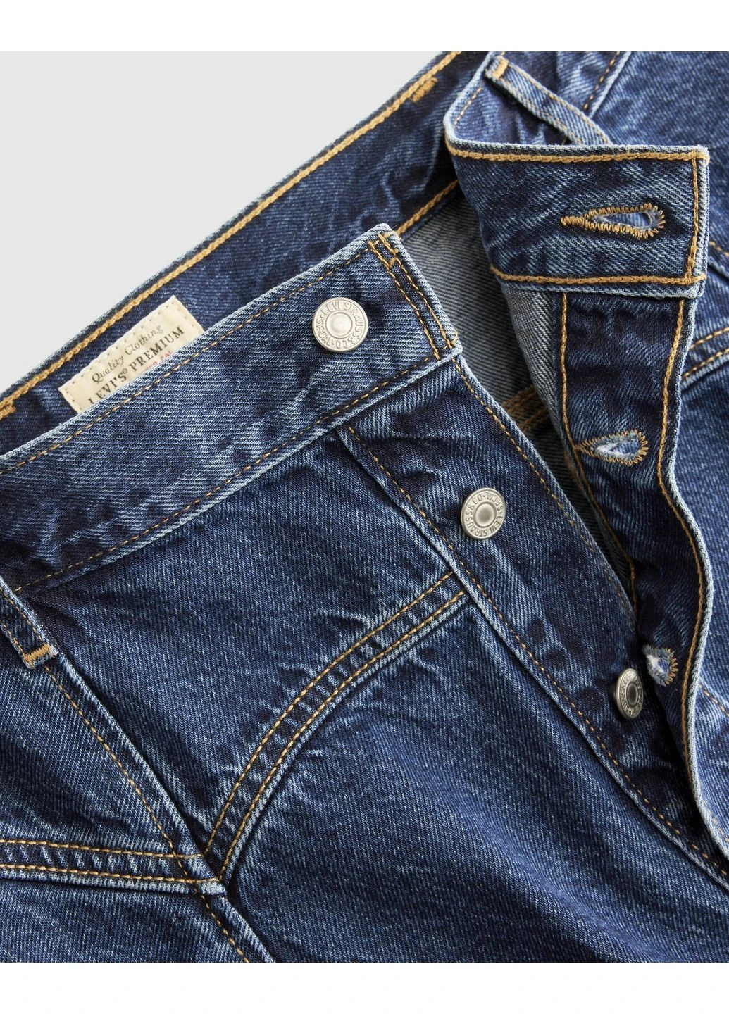 Темно-синяя джинсовая однотонная юбка Levi's а-силуэта (трапеция)