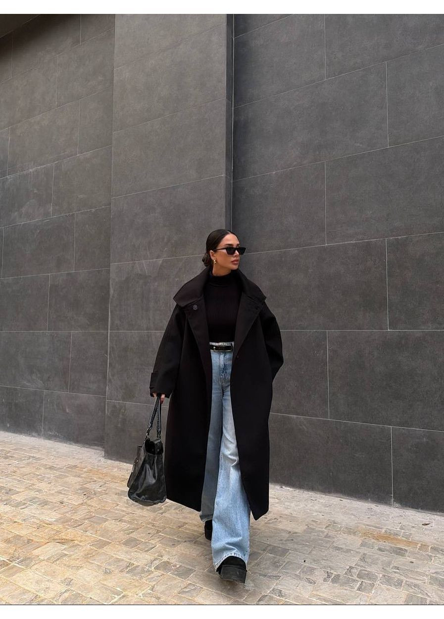 Чорне зимнє Жіноче зимове пальто No Brand