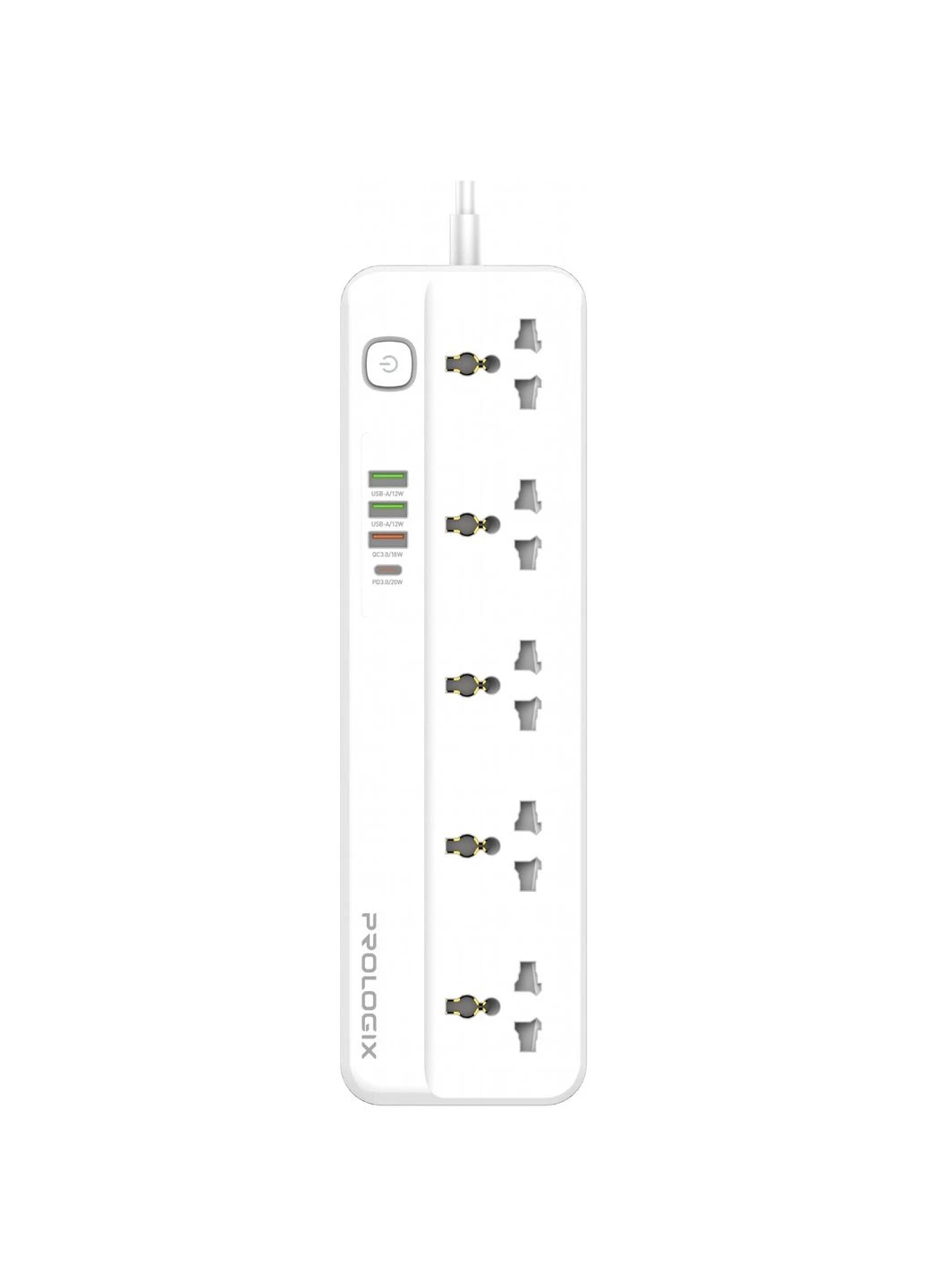 Power filtr 2.0м Premium (PRSC5415W) 5 розеток, 4 USB (1 PD+1 QC3.0+2 AUTO ID), 2 м, бел Prologix (314979335)