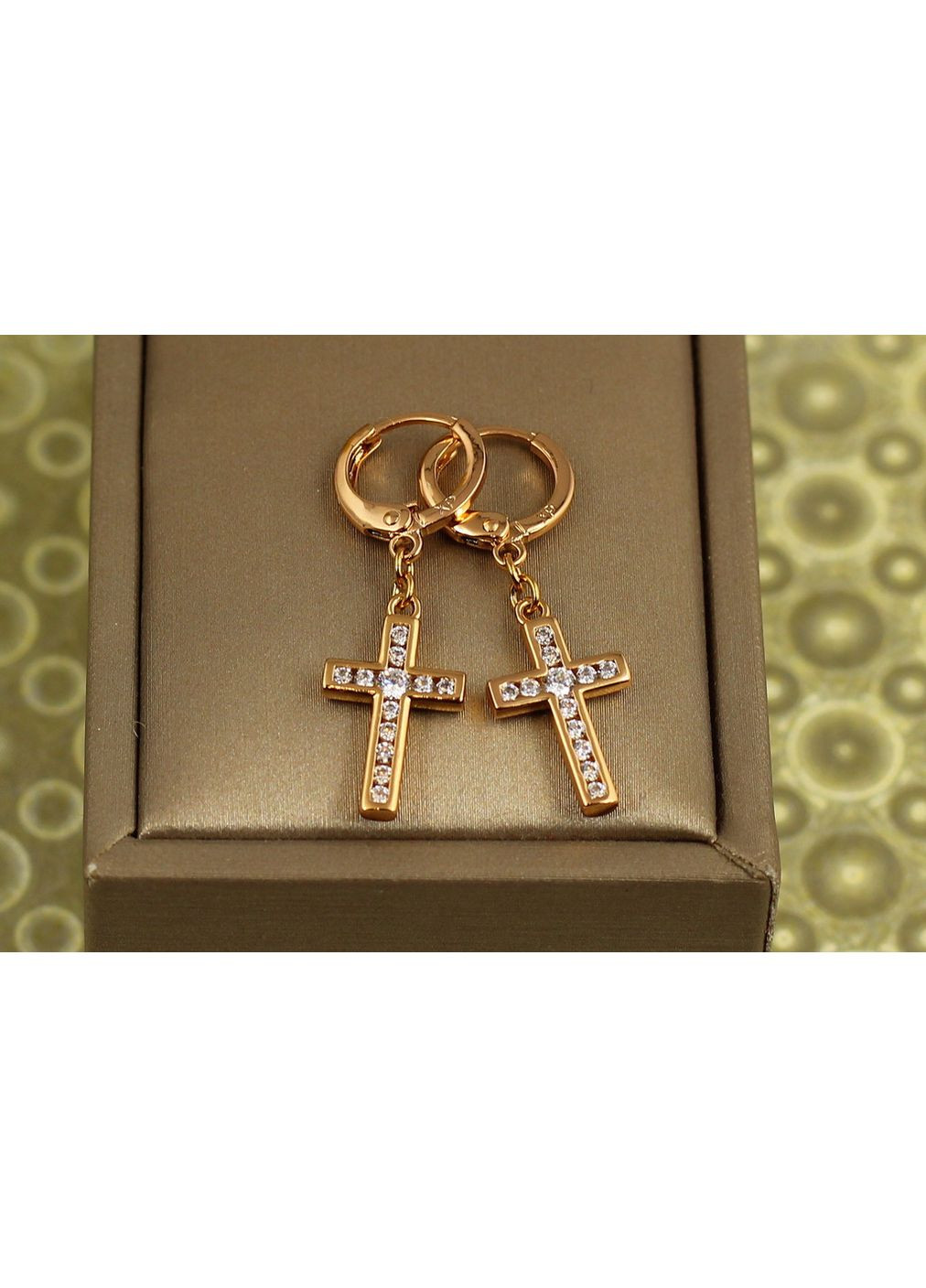 Сережки підвіски хрестики Світло віри 3,2 см золотисті Xuping Jewelry (369402243)