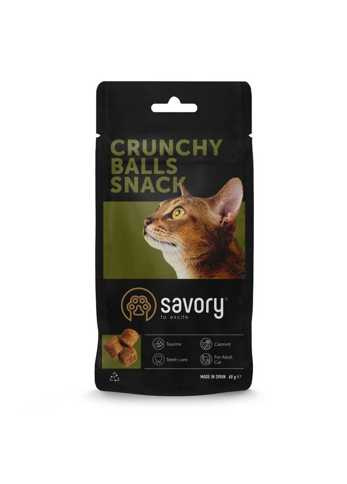 Хрумкі ласощі Cats Snacks Crunchy Balls для дорослих вибагливих котів, кульки з котячою м’ятою, 60 г Savory (381178070)