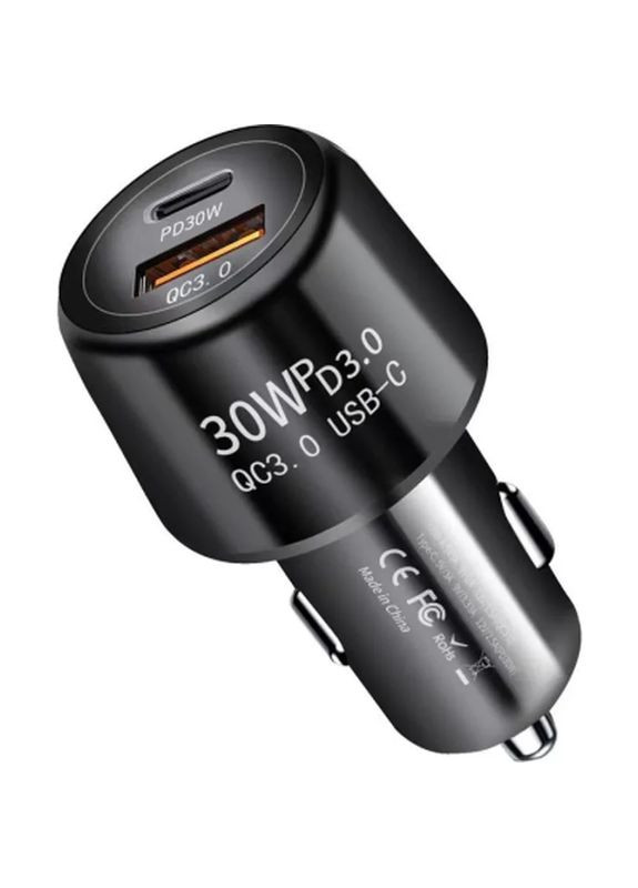 Зарядний пристрій CQC-220 PD Type-C 30W/3A USB 3A Black (CQC-220-BK) XoKo (399559970)