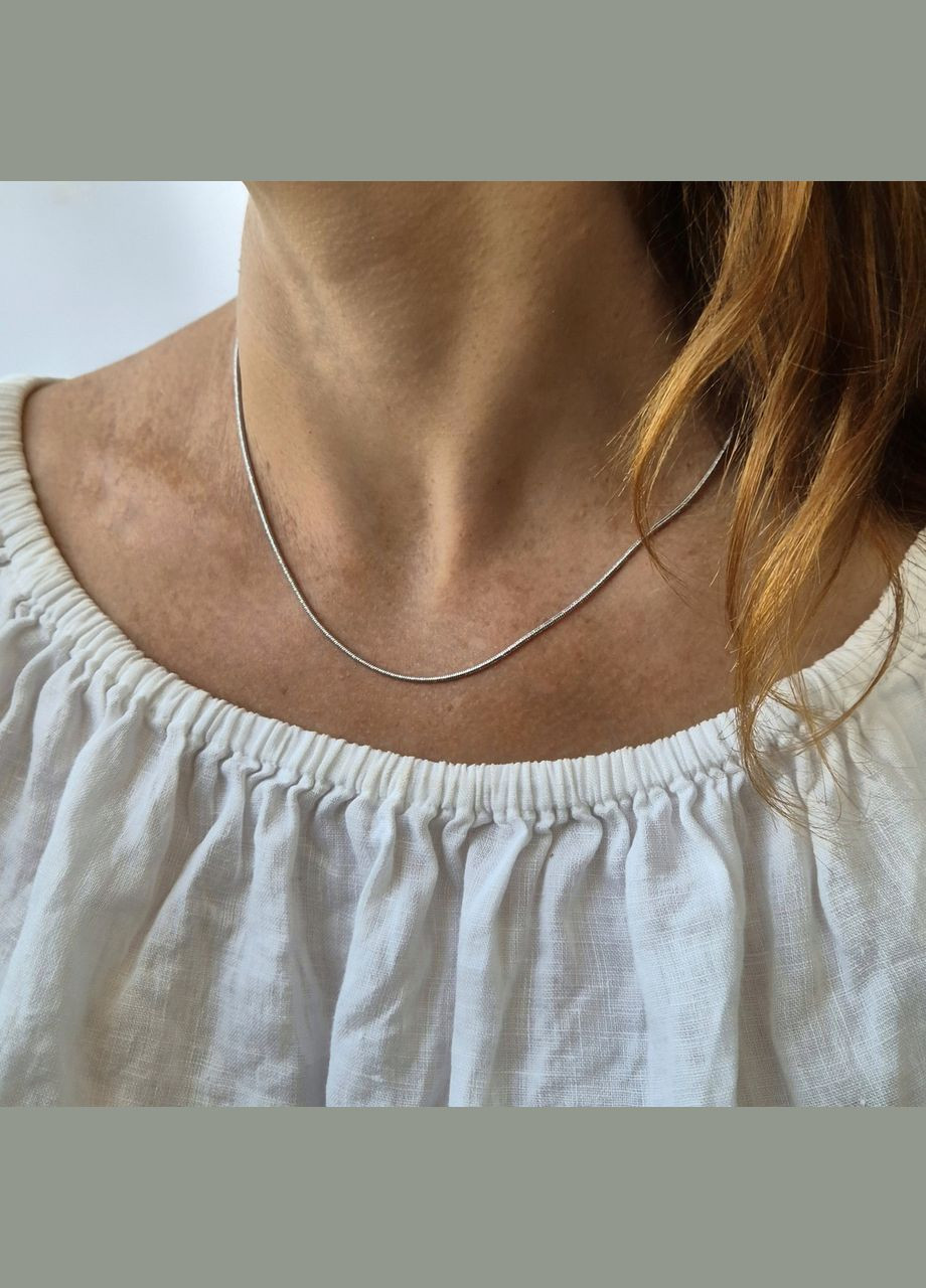 Срібна цепочка Круглий ланцюжок Снейк з насічками см срібло 925 проби Родоване 3.10г 933р2/40 No Brand (342745707)