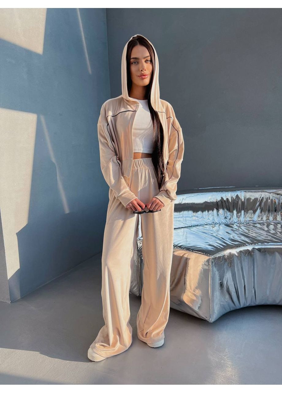 Велюровий жіночий костюм малинового кольору з кантом No Brand (362474990)