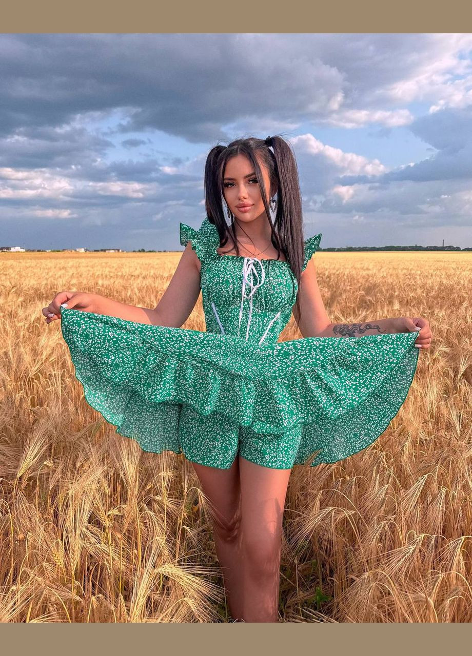 Зелена повсякденний сукня DK/DL Мода без кордонів в горошок