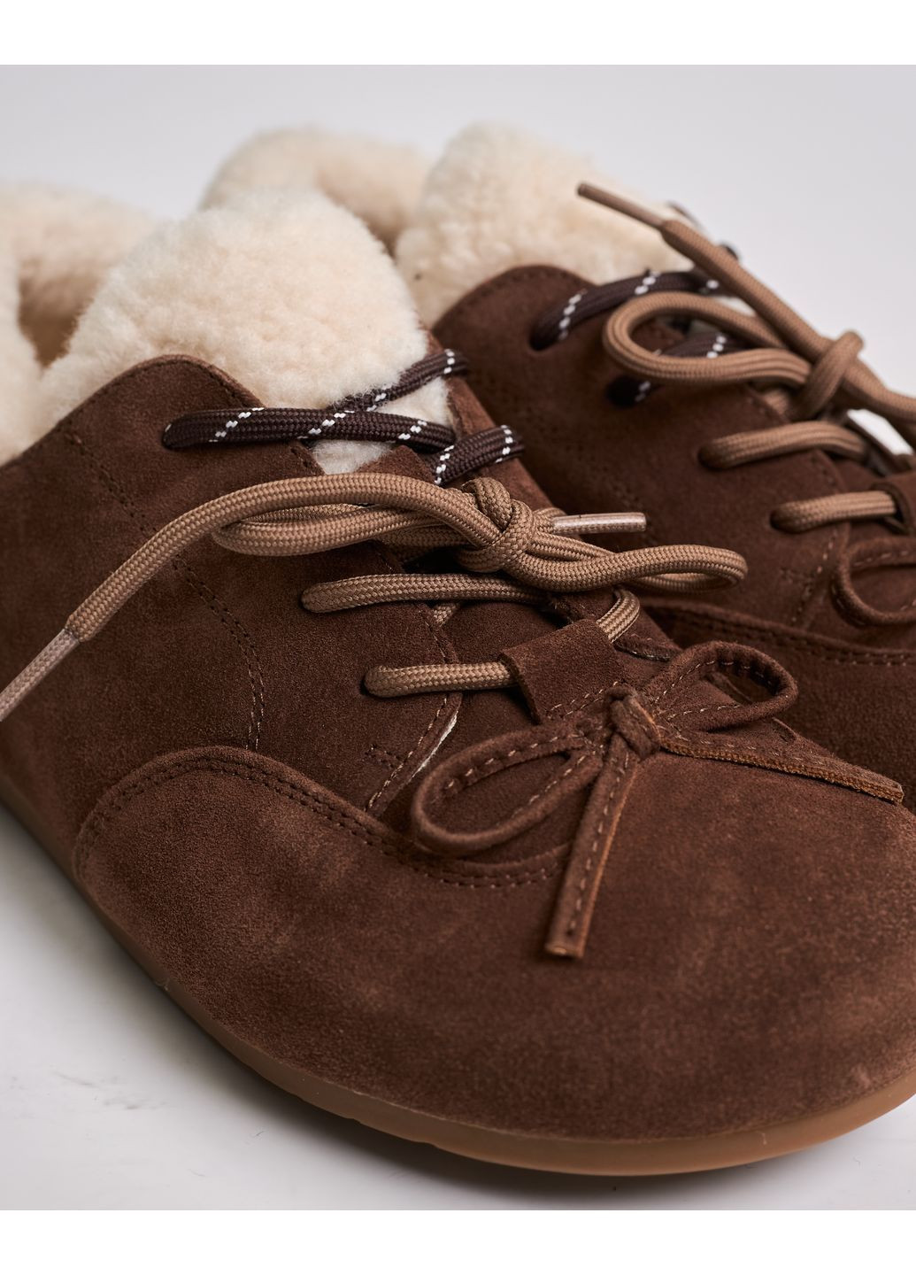 Коричневые кеды зимние замша шерсть Anna Lucci