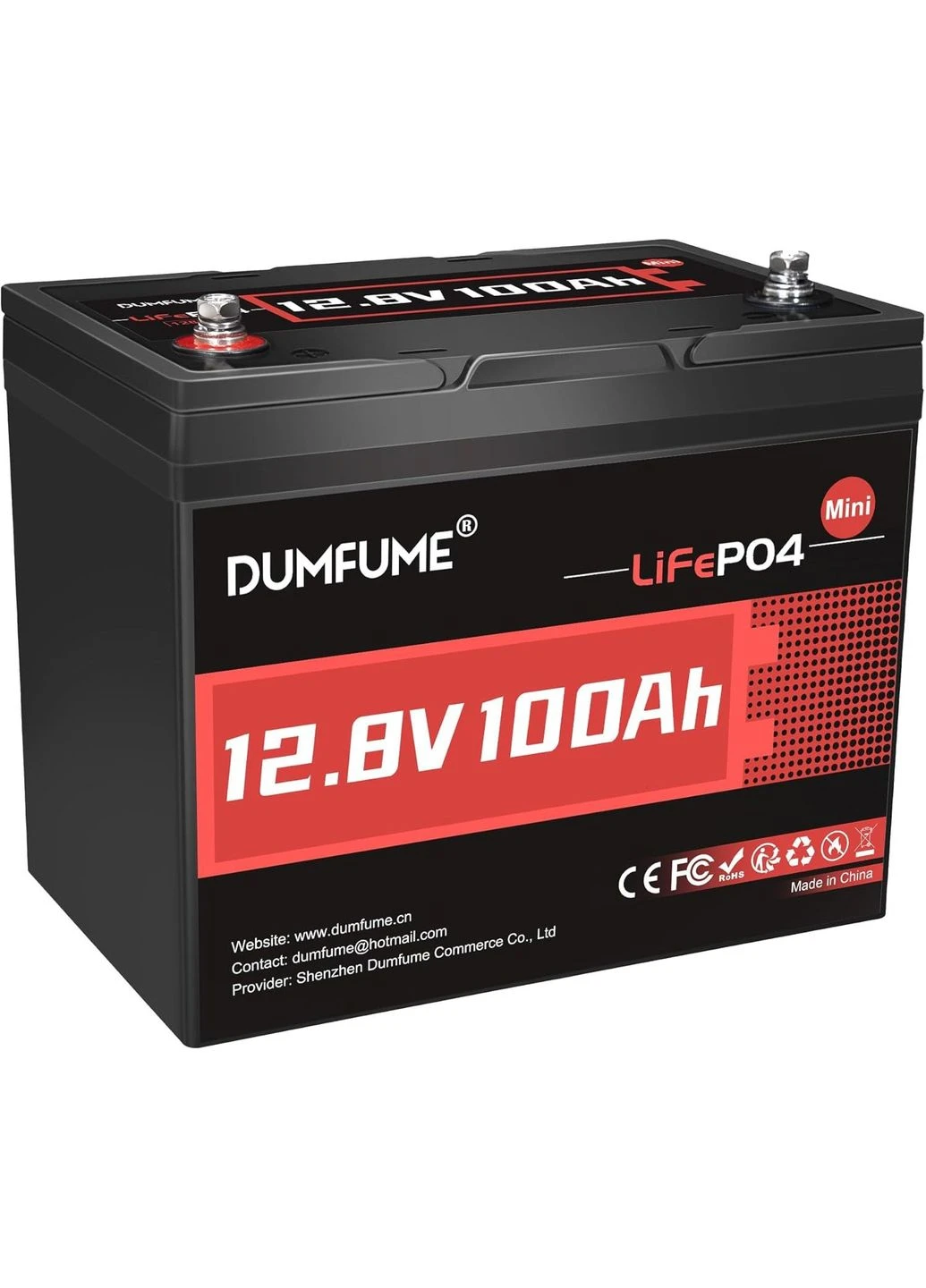 Акумулятор LiFePO4 12V (12.8V/100Ah/1280Wh) (-12,8V/100Ah-MINI) [164635] Dumfume (401542595)