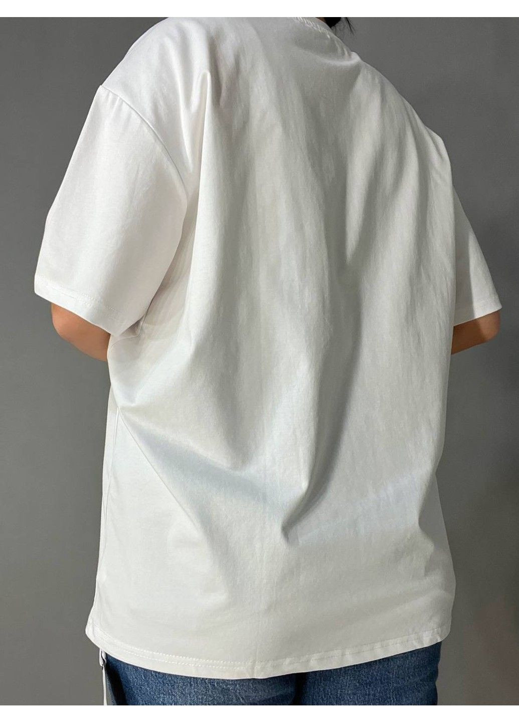 Футболка женская A-N 2396 оверсайз с мишкой и блестками No Brand - (329655371)