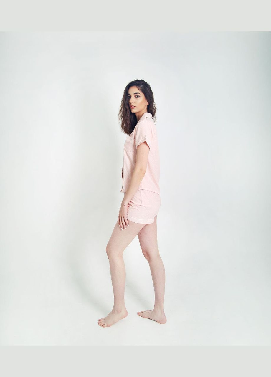 Світло-рожева всесезон піжама жіноча сорочка та шорти, шовк армані сорочка + шорти No Brand піжама