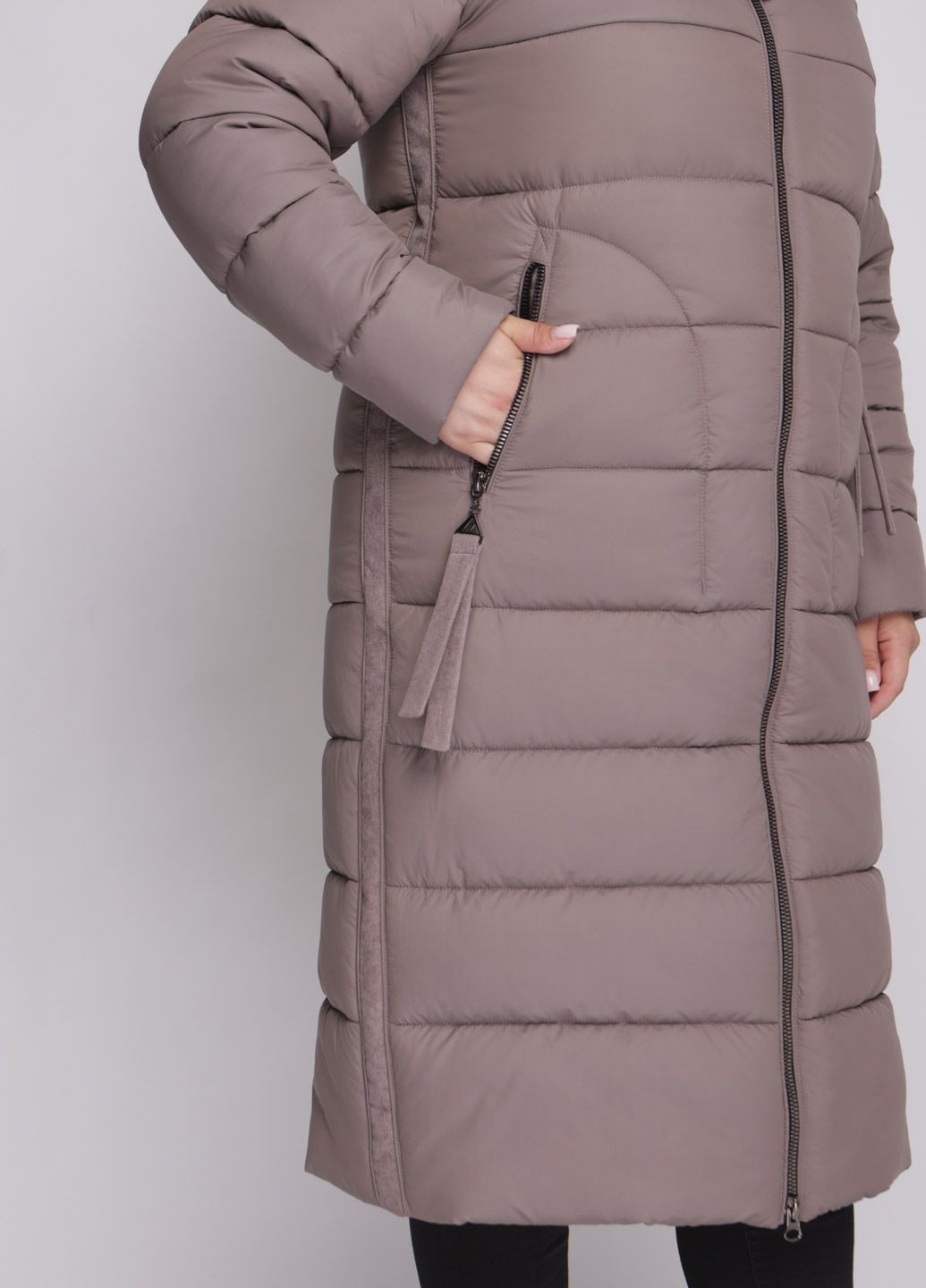 Бежева зимня парка зимова жіноча великого розміру SK