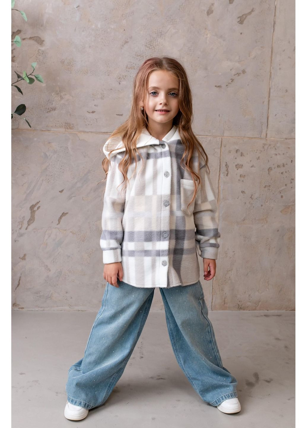 Удлиненная детская рубашка в клетку с капюшоном Denchik (dn-8567) Деньчик (370269973)
