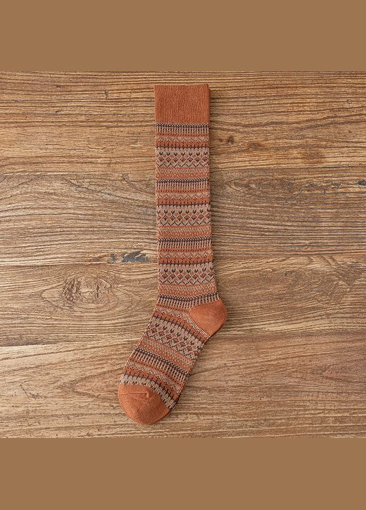 Оранжевые носки высокие осень-весна с орнаментами рыжие 32240 35-41 (311223020)