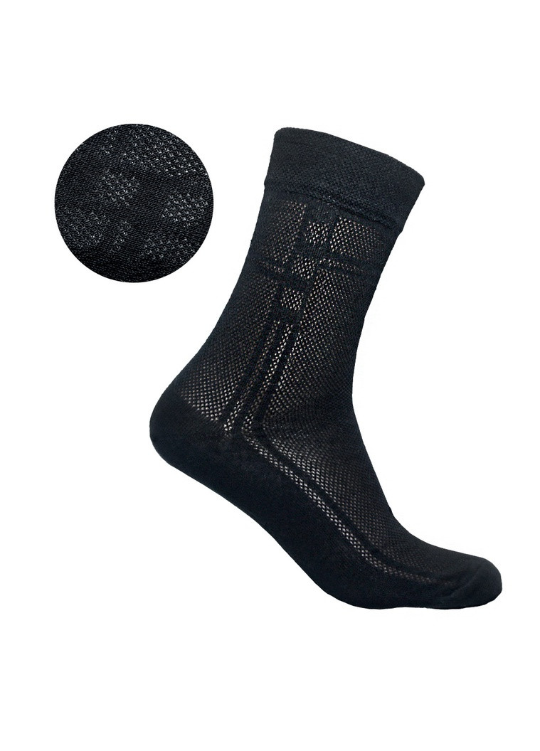 Шкарпетки чоловічі бавовняні Класик Сітка Чорна Преміум 42-44 Лео (276535994)