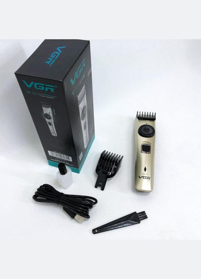 Машинка для стрижки волосся бездротова V-031, тример для бороди вусів 2 насадки, окантувальна машинка VGR (364666000)