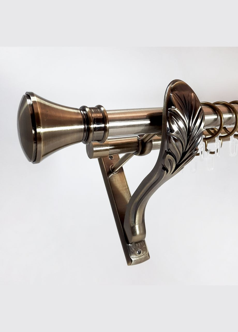 Карниз для штор Колозео металлический двухрядный ретро гладкая труба кольцо металлическое Антик 25\19 мм 300 см ORVIT (299335613)