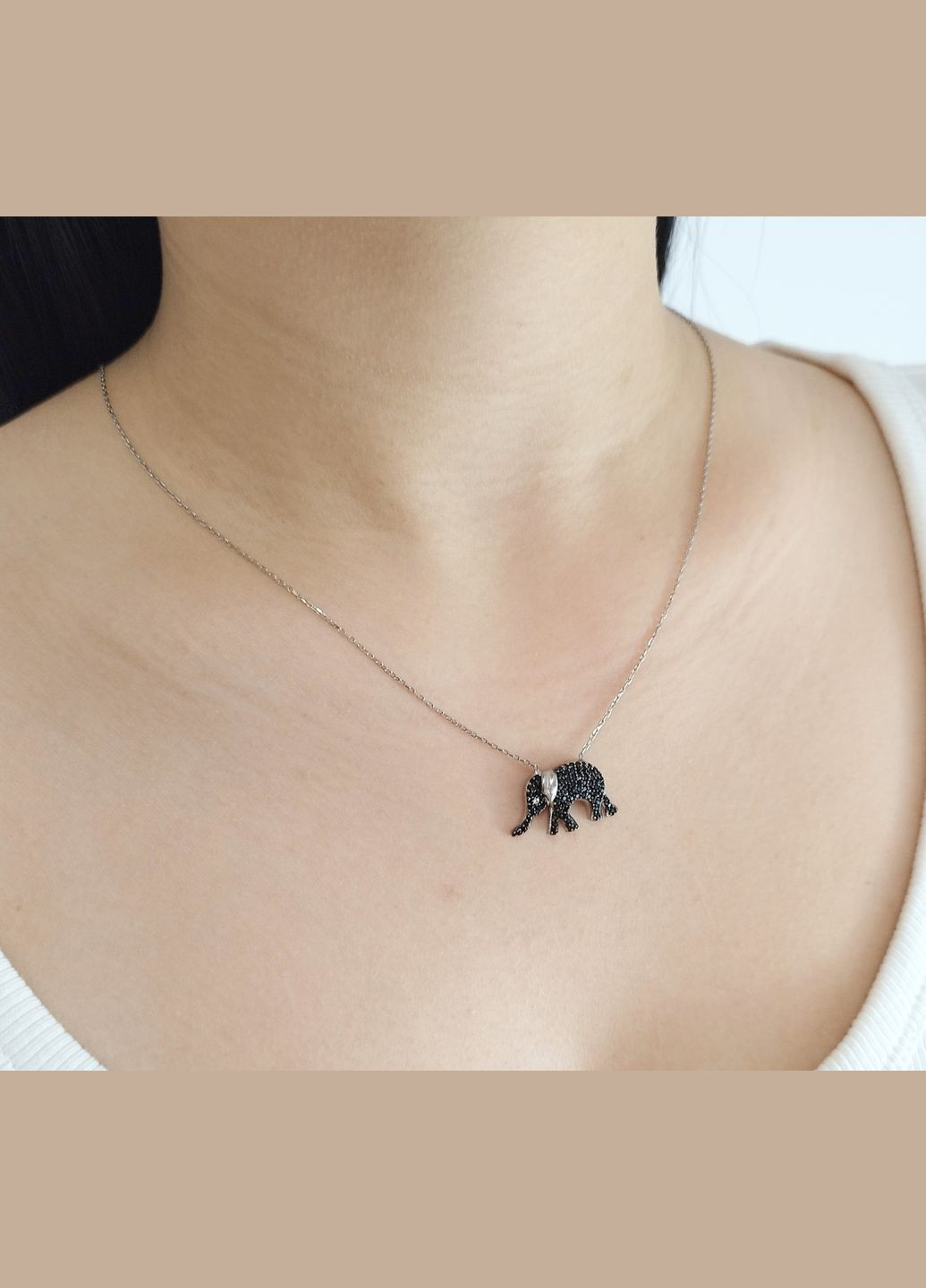 Срібне кольє з цирконієм "Слоненятко" КСЛ-цч Shatlen Кольє (328445725)