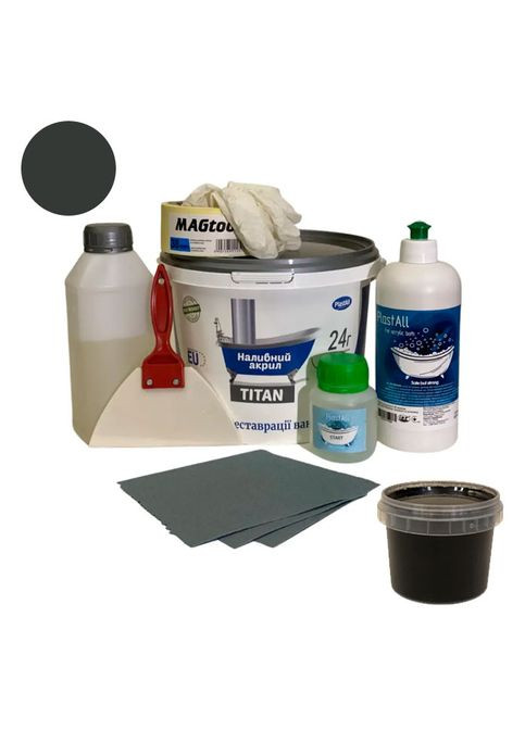Рідкий акрил для реставрації ванн Titan 1.5 м кольоровий 2.9 кг з набором для реставрації ванн Оригінал Plastall (363131633)