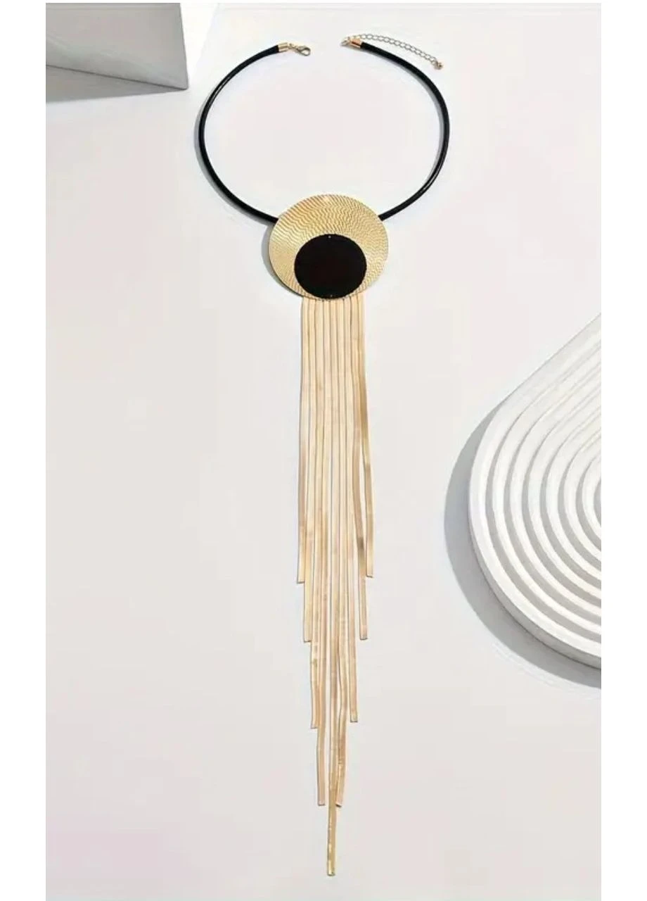 Стильное золотистое длинное колье круги, 10-772 No Brand (350936896)