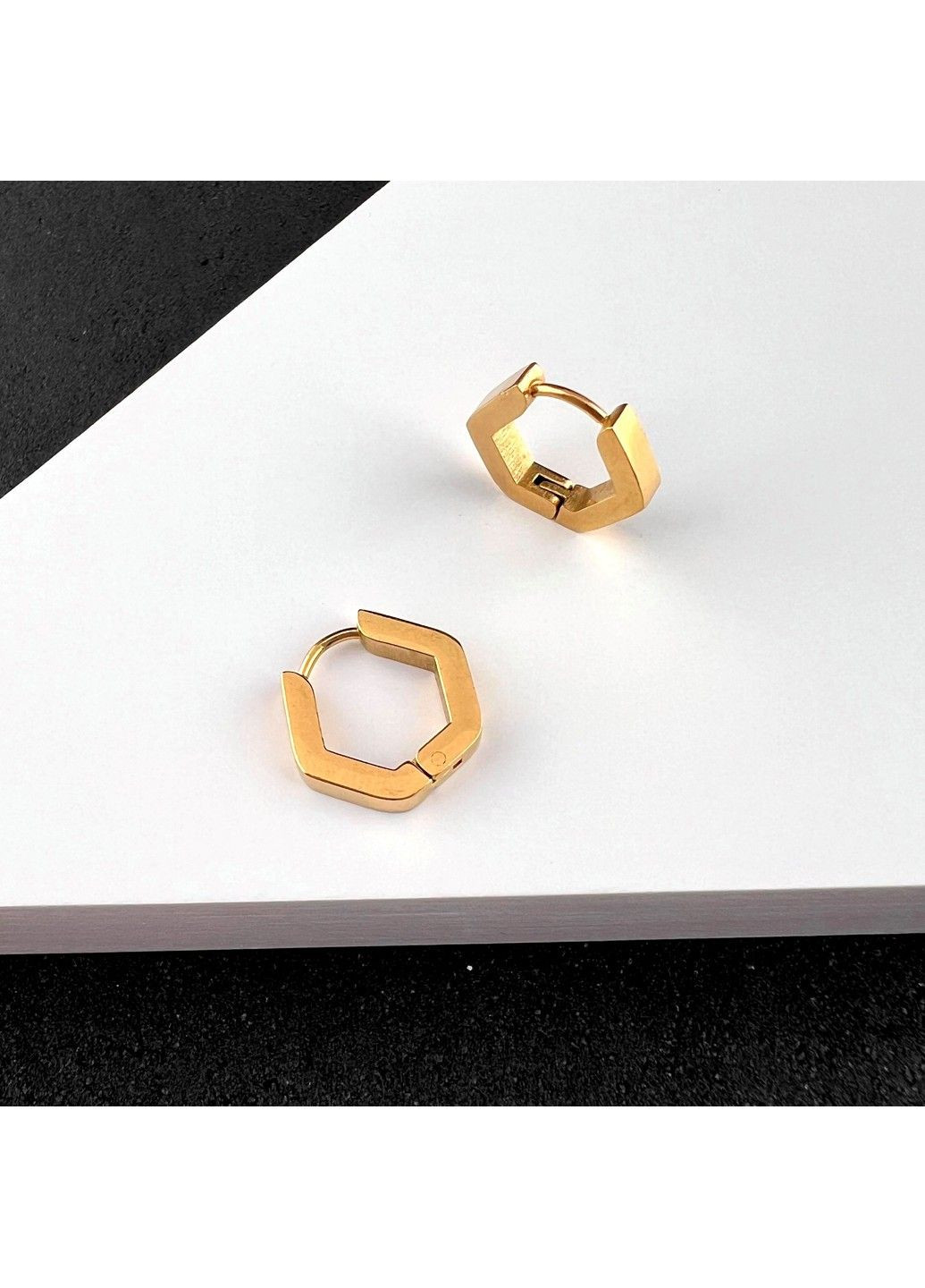 Серьги с позолотой из нержавеющий медицинской стали ES-311 No Brand (299330441)