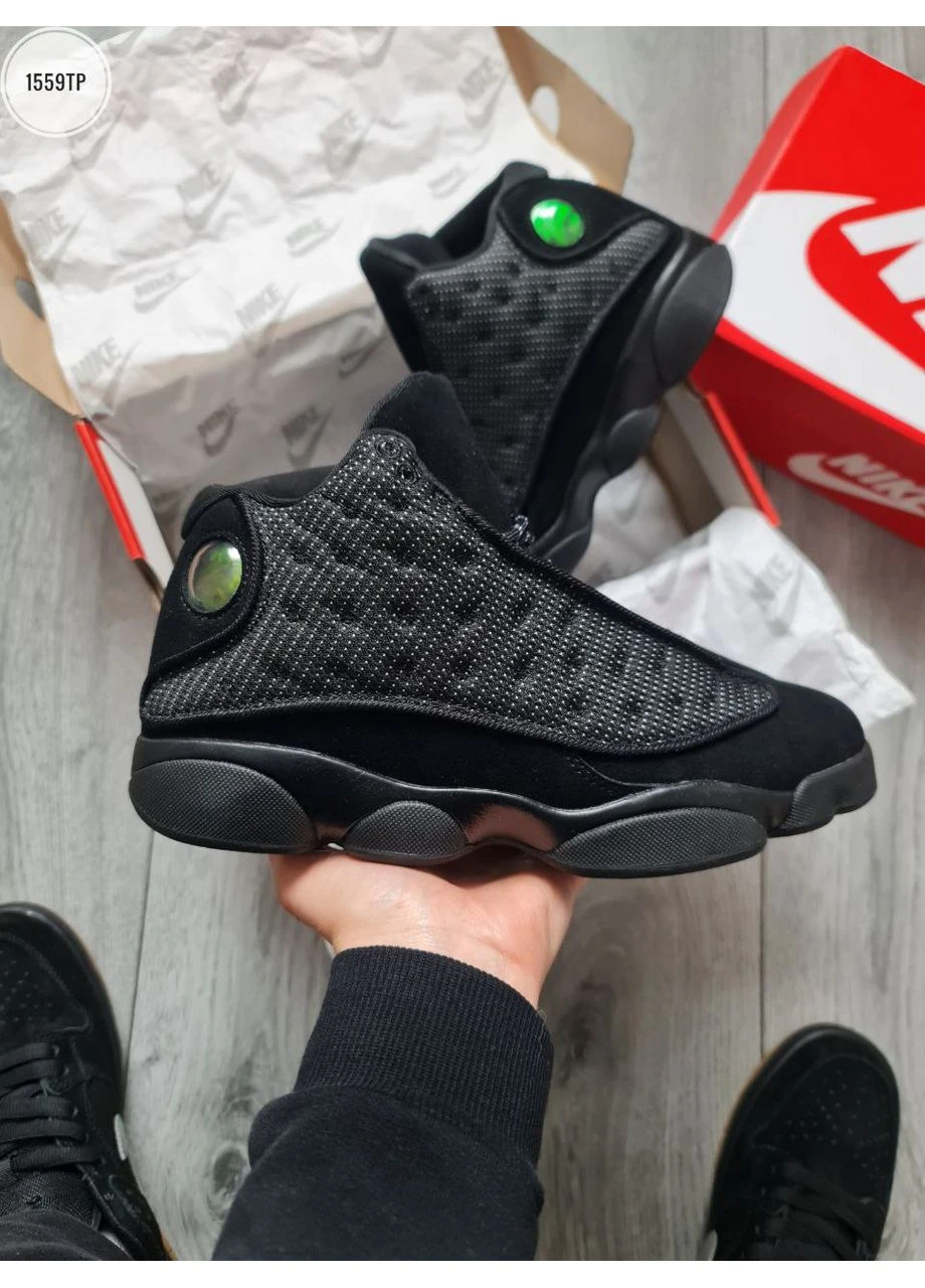 Чорні літні кросівки nike air jordan 13 retro black cat найк аір джордан No Brand