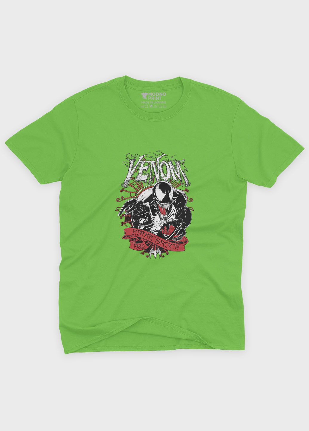 Салатовая демисезонная футболка для мальчика с принтом супервора - веном (ts001-1-kiw-006-013-027-b) Modno