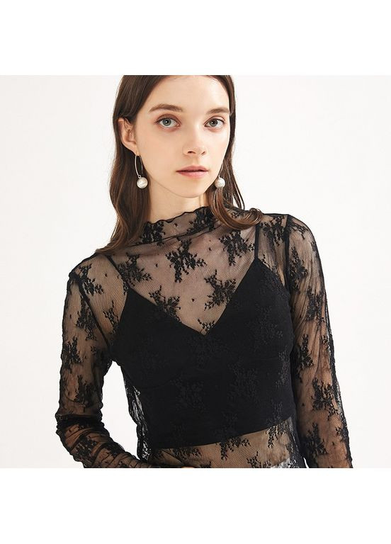 Чорна прозора кофтинка з квітами (30к022) No Brand