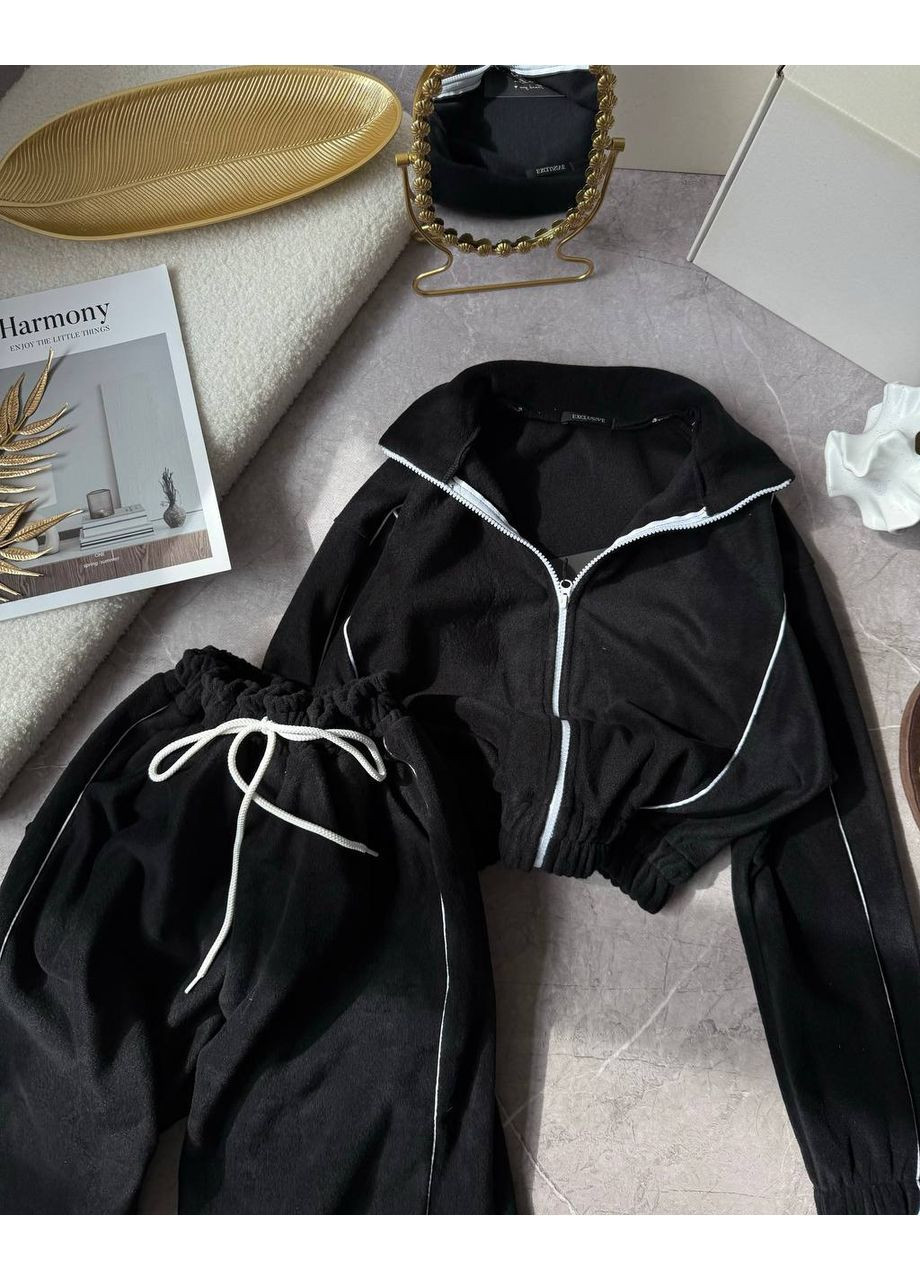 Жіночий спортивний костюм із контрастними кантом і блискавкою No Brand (369135460)