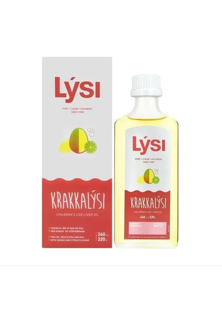 Омега детям (из печени трески, масла тунца) с витаминами A+D3+E, вкус манго-лимон, 240 мл LYSI (361349295)