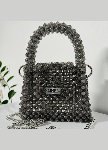 Сумка жіноча сіра з намистин ручна робота 027 Felicita (336377532)